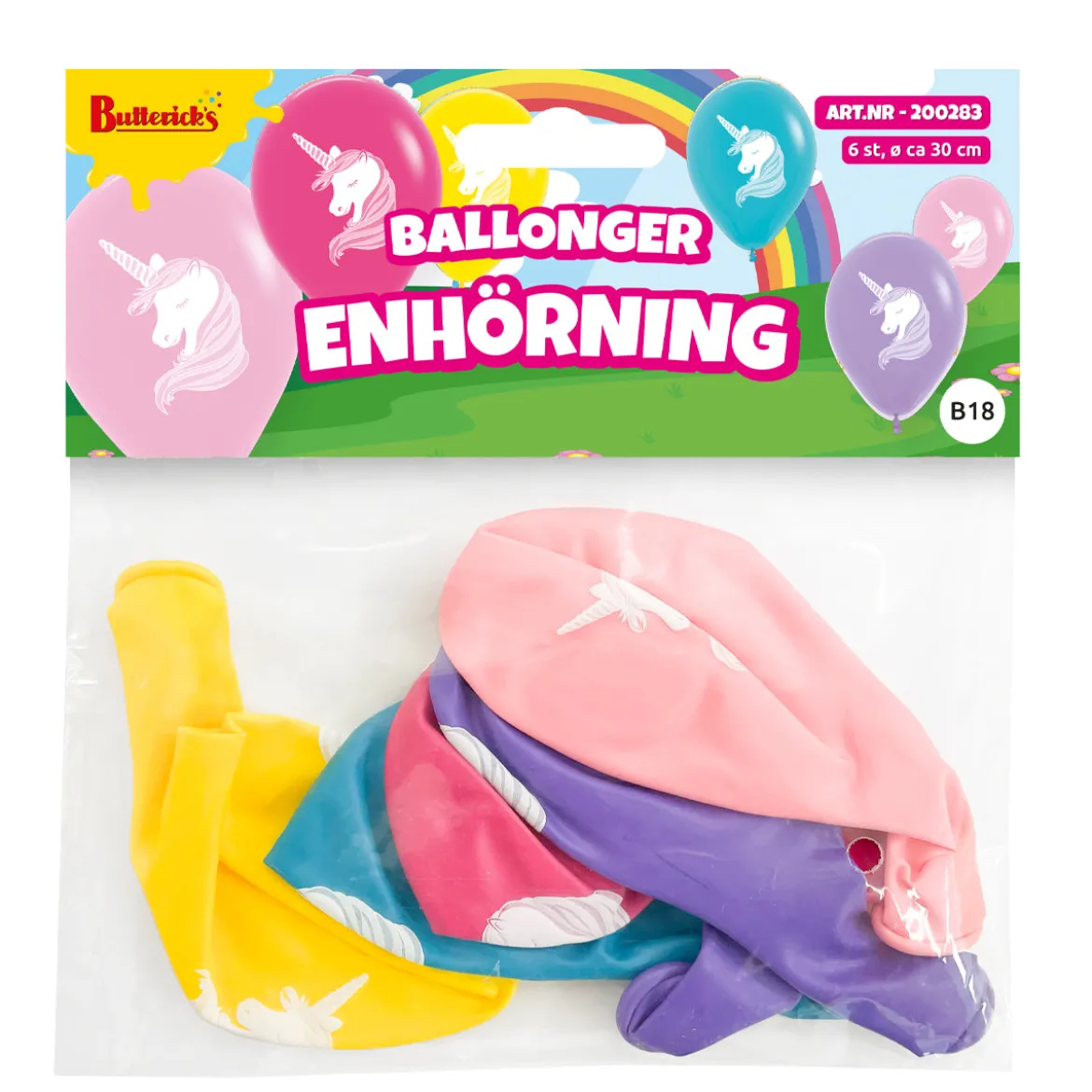 Ballonger, enhörning 6 st