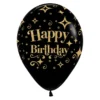 Ballonger, happy birthday svart 6 st