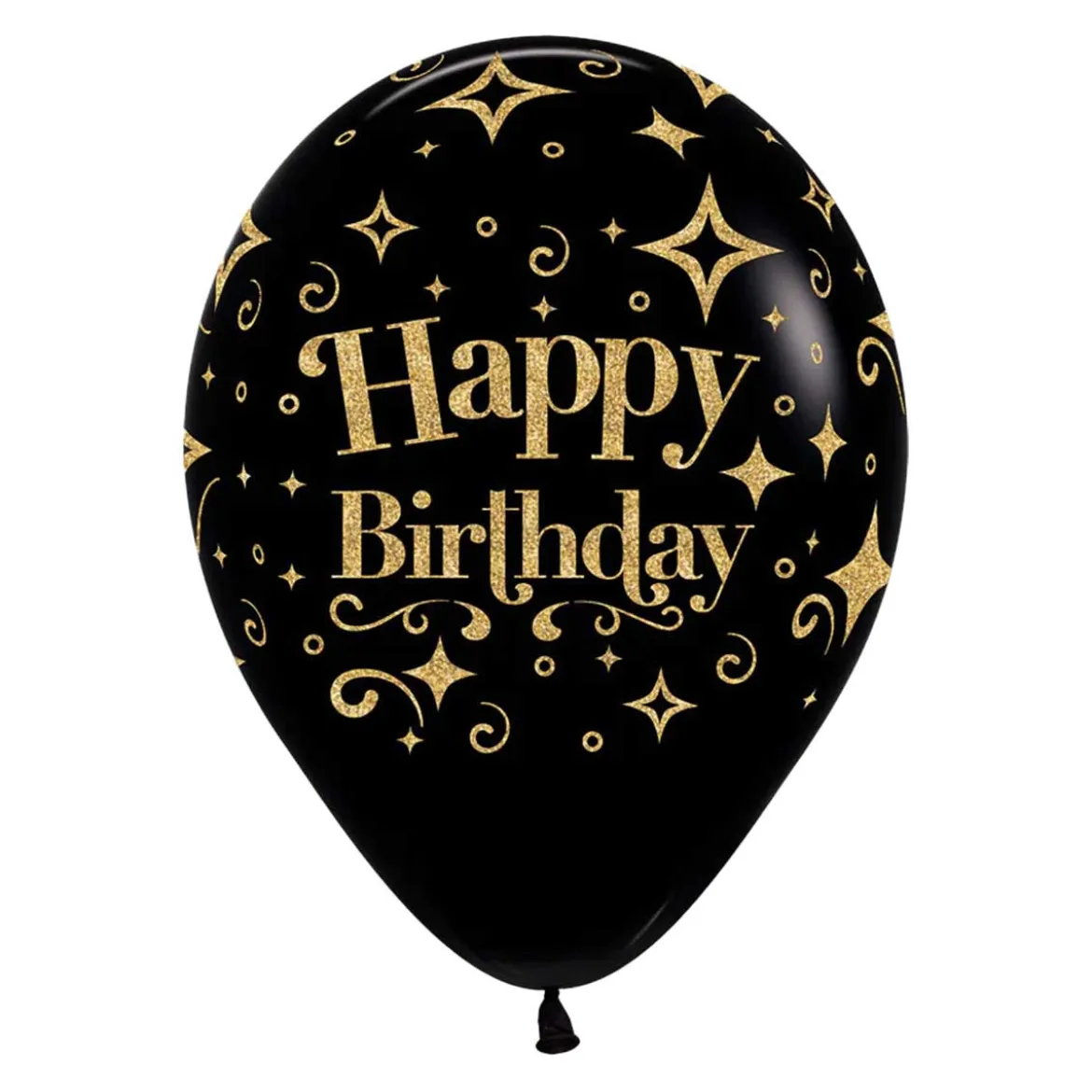 Ballonger, happy birthday svart 6 st