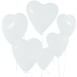 Ballonger, hjärta vit 6 st