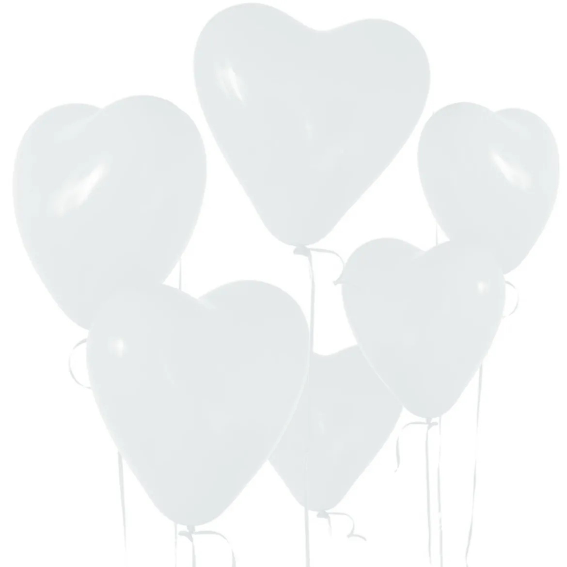 Ballonger, hjärta vit 6 st