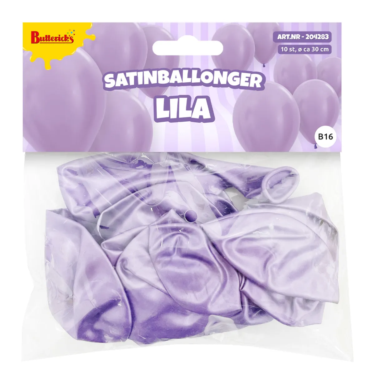 Ballonger, satin lila 10 st