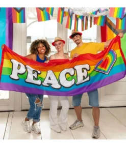 Banner, regnbåge peace 74x220 cm