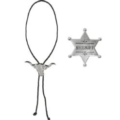 Cowboyset, sheriffstjärna & halsband