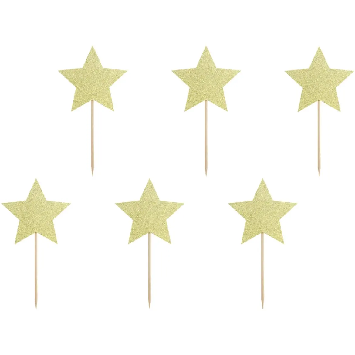 Cupcake toppers, stjärnor guld 6 st