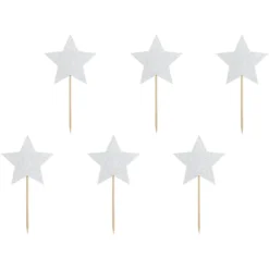 Cupcake toppers, stjärnor silver 6 st