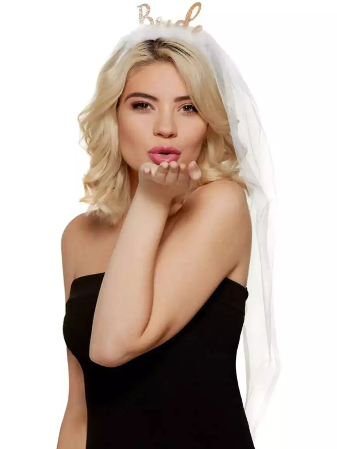 Diadem, brudslöja bride rosé