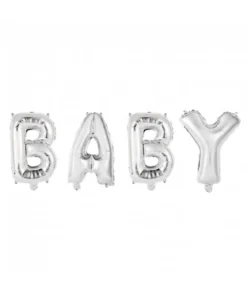 Folieballong, girlang BABY silver