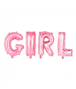 Folieballong, girlang GIRL rosa