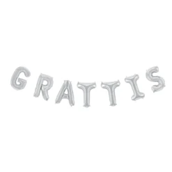 Folieballong, girlang grattis silver