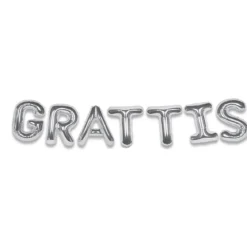 Folieballong, girlang grattis silver 35 cm