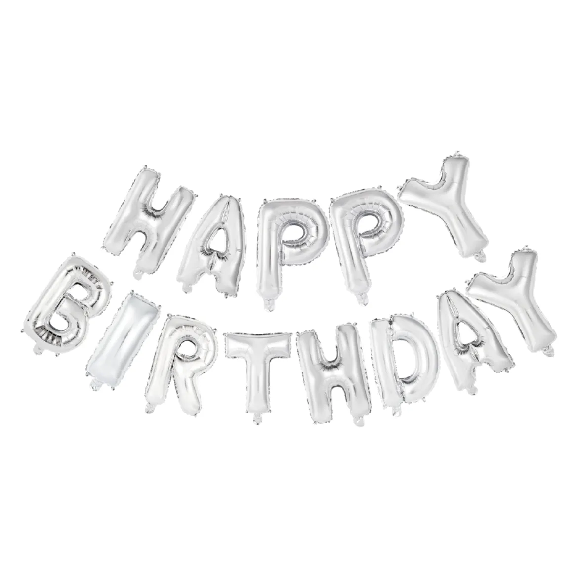 Folieballong, girlang happy birthday silver