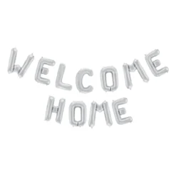 Folieballong, girlang welcome home silver