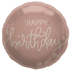 Folieballong, happy birthday crème rose 45 cm