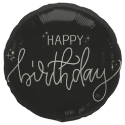 Folieballong, happy birthday crème noir 45 cm