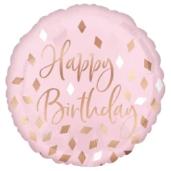 Folieballong, happy birthday rosa 43 cm