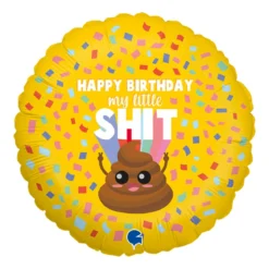 Folieballong, happy birthday my little shit 45 cm