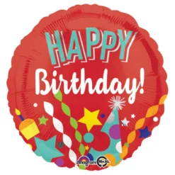 Folieballong, happy birthday röd 43 cm