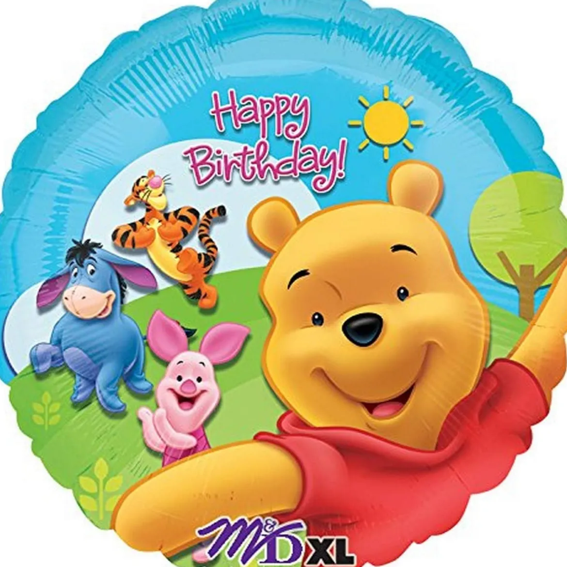 Folieballong, happy birthday Nalle Puh 43 cm