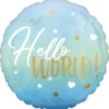 Folieballong, hello world blå 43 cm