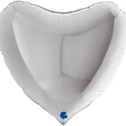 Folieballong, hjärta silver 91 cm