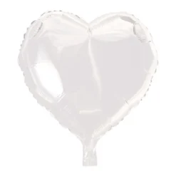Folieballong, hjärta vit 45 cm