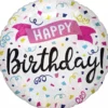 Folieballong, holographic happy birthday 45 cm