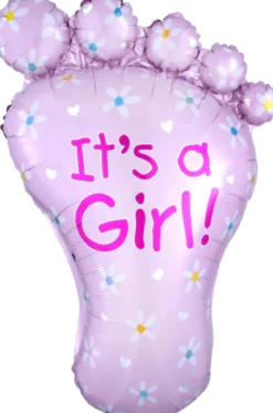 Folieballong, it's a girl foot 82x58 cm