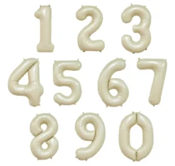 Folieballong, siffra 1 krämvit 86 cm