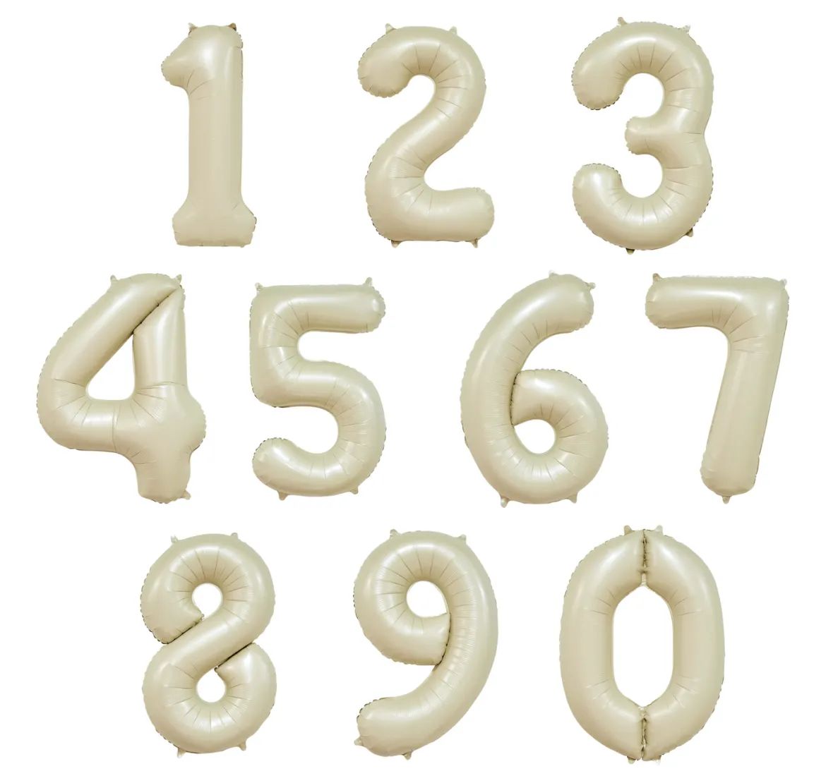Folieballong, siffra 1 krämvit 86 cm