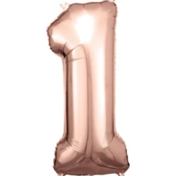 Folieballong, siffra 1 rose 86 cm