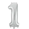 Folieballong, siffra 1 silver 86 cm