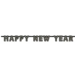 Girlang, happy new year svart 180x13 cm