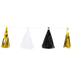 Girlang tassels, svart/vit/guld 3 m