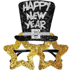 Glasögon, happy new year guld