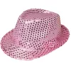 Glitterhatt, fedora rosa