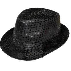 Glitterhatt, fedora svart