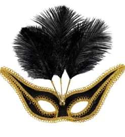 Ögonmask, spetsig med fjädrar svart