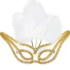 Ögonmask, spetsig med fjädrar vit