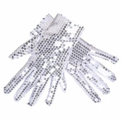 Handskar, silver med paljetter