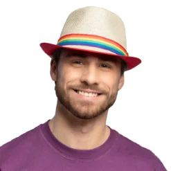 Hatt, fedora regnbåge strå
