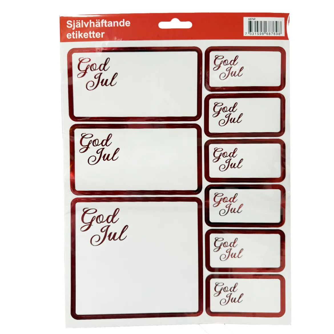 Juletiketter, god jul 9 st