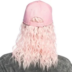 Keps med hår, rosa