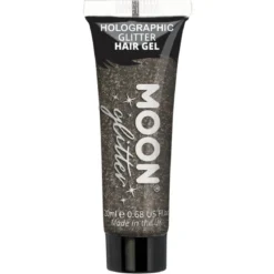 Moon Glitter Holographic Glitter Hair Gel, black 20 ml