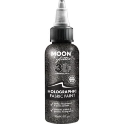 Moon Glitter Holographic Glitter Fabric Paint, black 30 ml