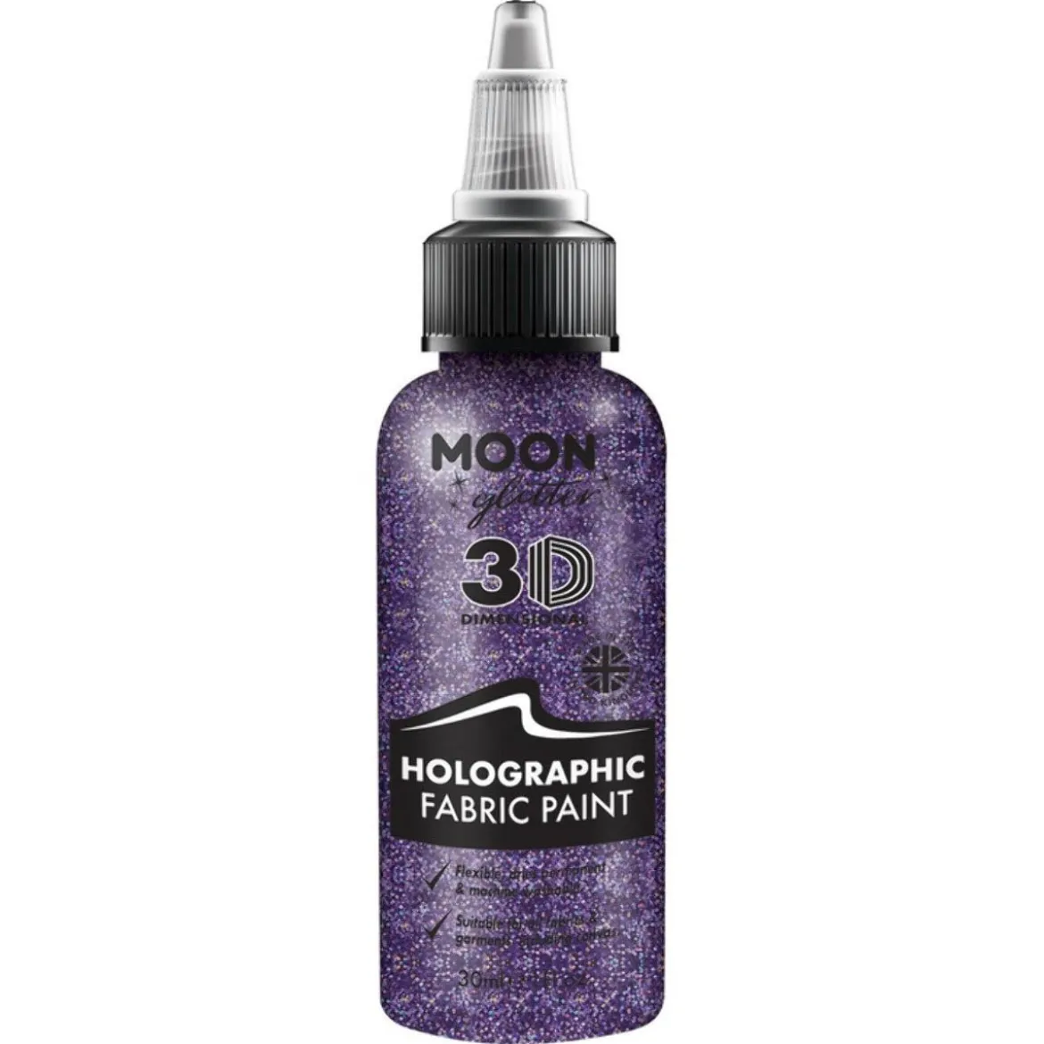 Moon Glitter Holographic Glitter Fabric Paint, purple 30 ml