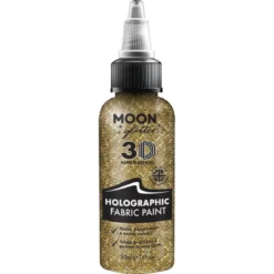 Moon Glitter Holographic Glitter Fabric Paint, gold 30 ml