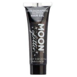 Moon Hårgelé holografiskt glitter, svart 20 ml