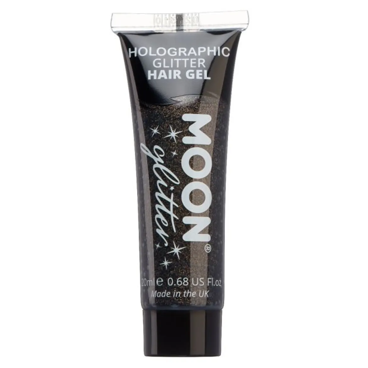 Moon Hårgelé holografiskt glitter, svart 20 ml