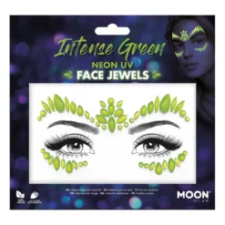 Moon Neon UV kroppsstenar, Intense Green Face Jewels